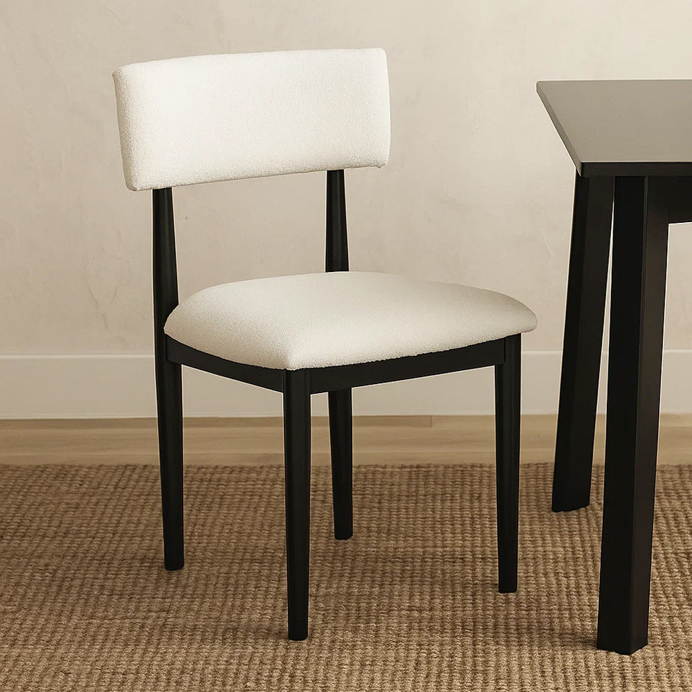 Dae Dining Side Chair Set of 2, White Cushioned Seat, Black Wood Legs -BM328252