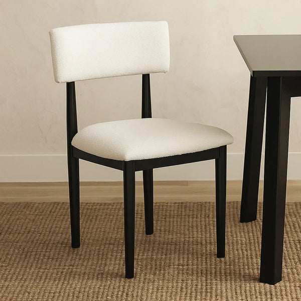 Dae Dining Side Chair Set of 2, White Cushioned Seat, Black Wood Legs -BM328252