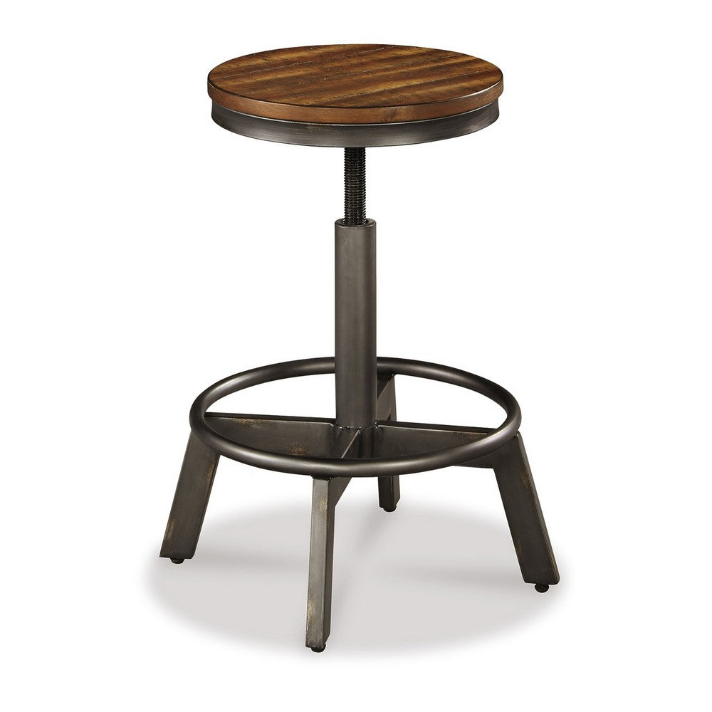 Jin Swivel Counter Height Stool Set of 2, Dining Adjustable, Brown -BM328254