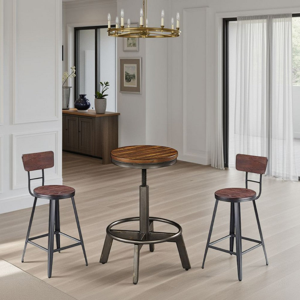 Jin Swivel Counter Height Stool Set of 2, Dining Adjustable, Brown -BM328254
