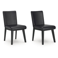 Taya Dining Side Chair Set of 2, Black Faux Leather Cushioned Seat