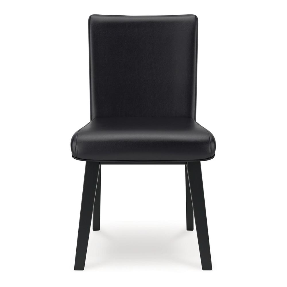 Taya Dining Side Chair Set of 2, Black Faux Leather Cushioned Seat -BM328259