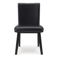 Taya Dining Side Chair Set of 2, Black Faux Leather Cushioned Seat -BM328259