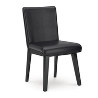 Taya Dining Side Chair Set of 2, Black Faux Leather Cushioned Seat -BM328259