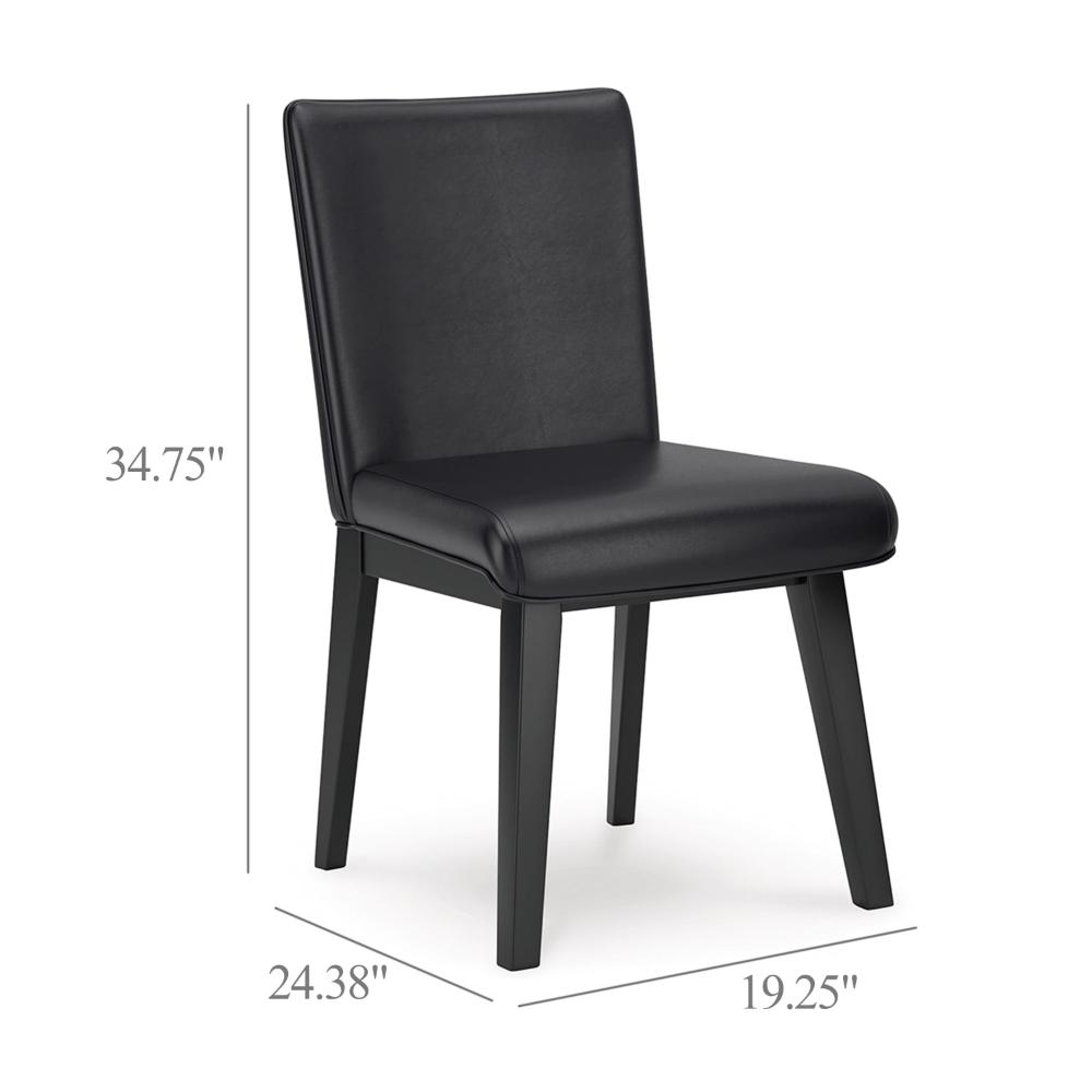 Taya Dining Side Chair Set of 2, Black Faux Leather Cushioned Seat -BM328259