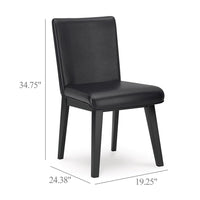 Taya Dining Side Chair Set of 2, Black Faux Leather Cushioned Seat -BM328259