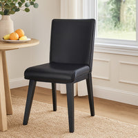 Taya Dining Side Chair Set of 2, Black Faux Leather Cushioned Seat -BM328259