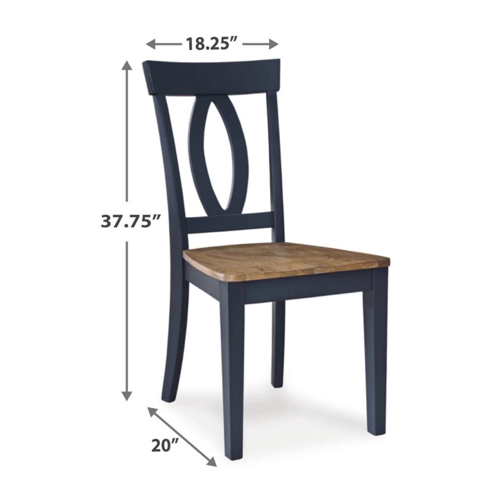 Doti Dining Side Chair Set of 2, Open Back, Contoured Seat, Slate Blue -BM328261
