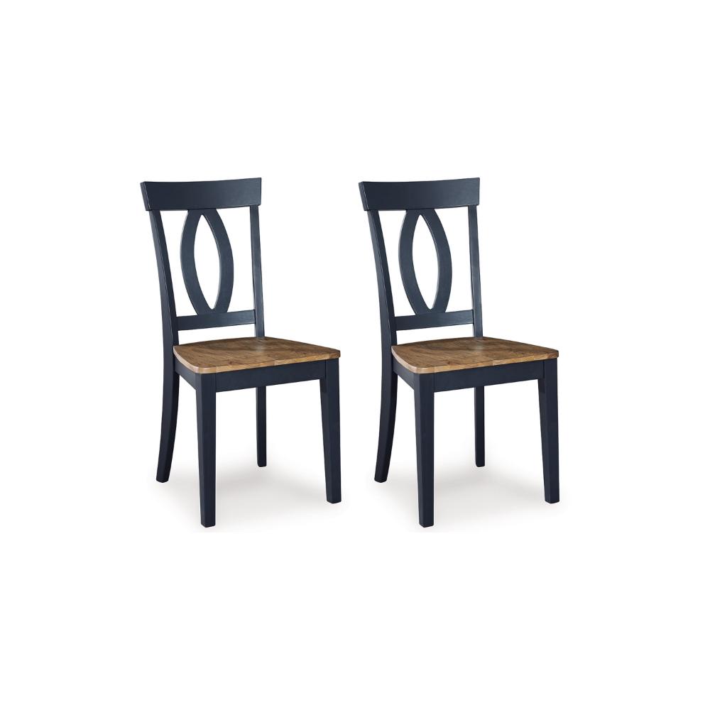 Doti Dining Side Chair Set of 2, Open Back, Contoured Seat, Slate Blue