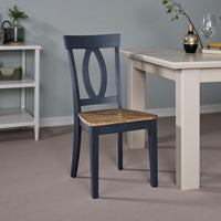 Doti Dining Side Chair Set of 2, Open Back, Contoured Seat, Slate Blue -BM328261
