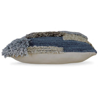 Square Accent Throw Pillow, 20 Inch Hand Knotted Patchwork, Gray Wool -BM328263