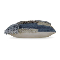 Square Accent Throw Pillow, 20 Inch Hand Knotted Patchwork, Gray Wool -BM328263