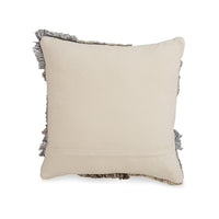 Square Accent Throw Pillow, 20 Inch Hand Knotted Patchwork, Gray Wool -BM328263
