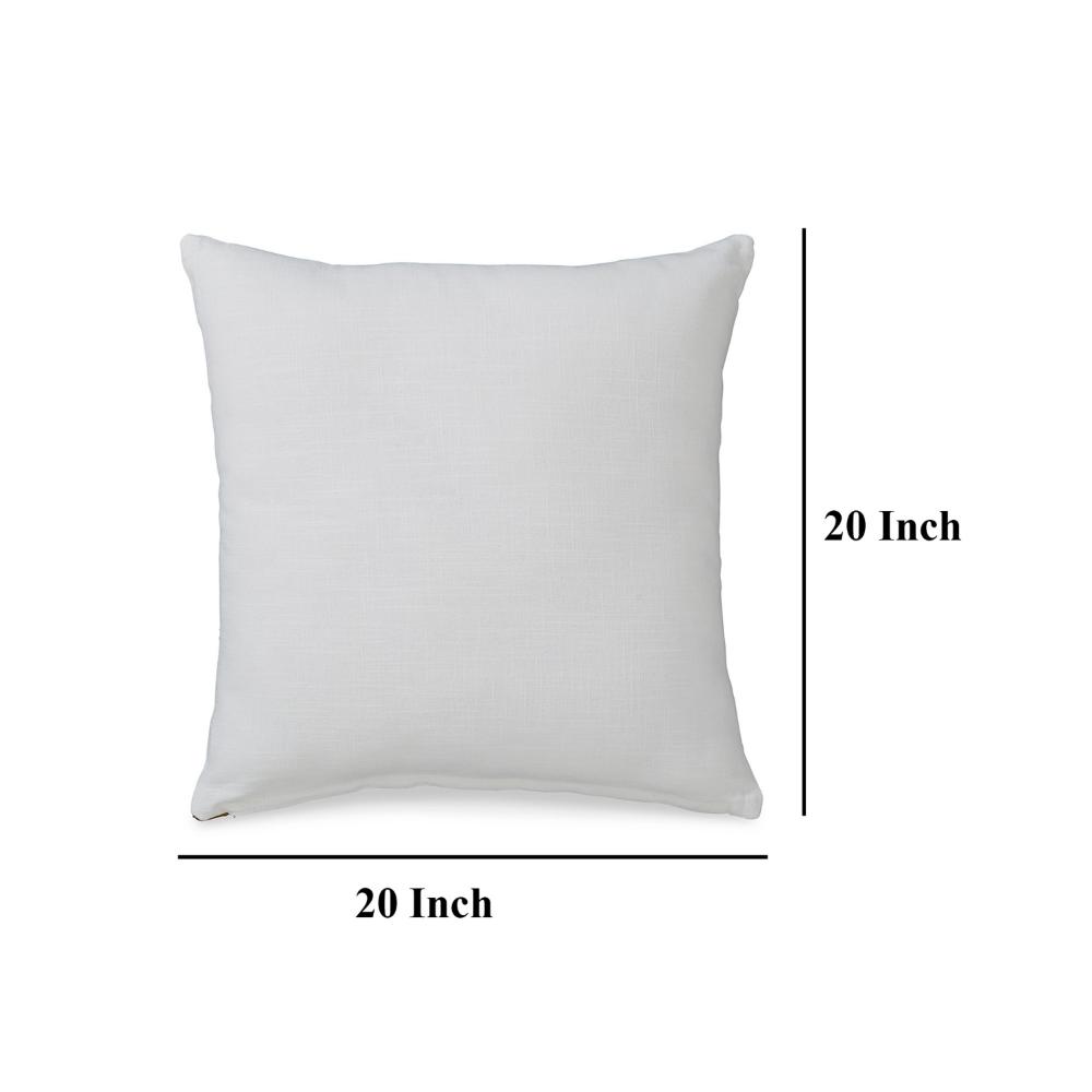 Square Accent Throw Pillow, 20 Inch Modern Embossed Embroidery, White -BM328264