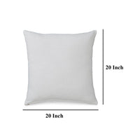Square Accent Throw Pillow, 20 Inch Modern Embossed Embroidery, White -BM328264