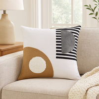 Square Accent Throw Pillow, 20 Inch Modern Embossed Embroidery, White -BM328264