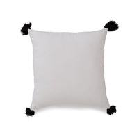 Square Accent Throw Pillow, 20 Inch Dobby Woven White Cotton, Tassels -BM328265