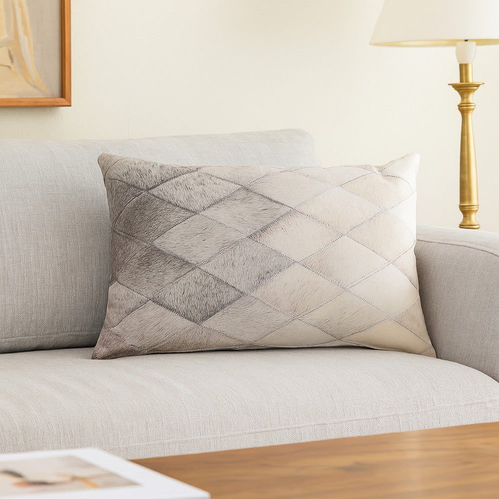 14 x 20 Lumbar Accent Throw Pillow, Diamond Pattern, Brown Polyester -BM328267