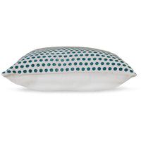Mony Square Accent Throw Pillow, 20 Inch, Teal Dots over White Cotton -BM328268