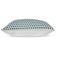 Mony Square Accent Throw Pillow, 20 Inch, Teal Dots over White Cotton -BM328268