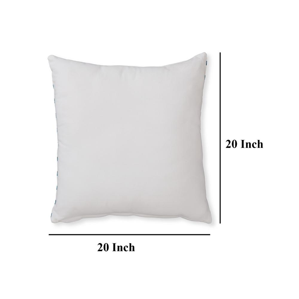 Mony Square Accent Throw Pillow, 20 Inch, Teal Dots over White Cotton -BM328268