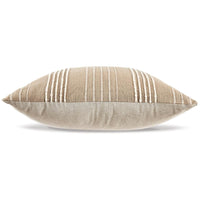 Square Accent Throw Pillow, 20 Inch, Striped Cotton, White, Tan Brown -BM328272