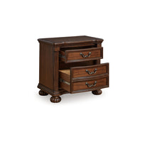 Laon Nightstand, 3 Drawer, Bronze, 29 Inch Cherry Brown Solid Hardwood -BM328275