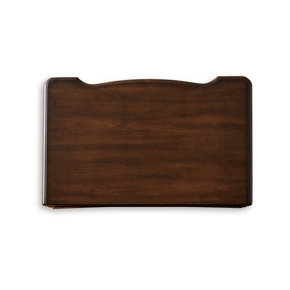 Laon Nightstand, 3 Drawer, Bronze, 29 Inch Cherry Brown Solid Hardwood -BM328275