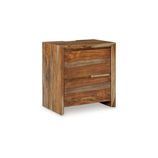 Donni Nightstand with 2 Drawer, Brown Sheesham Wood Finish, 24 Inch -BM328278