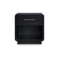 Robeck Nightstand, 1 Drawer, Black 26 Inch, Silver Metal Handles -BM328281