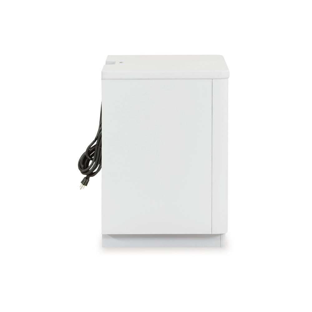 Canaal Nightstand, 2 Drawer, White Solid Wood, 28 Inch, LED Light -BM328284