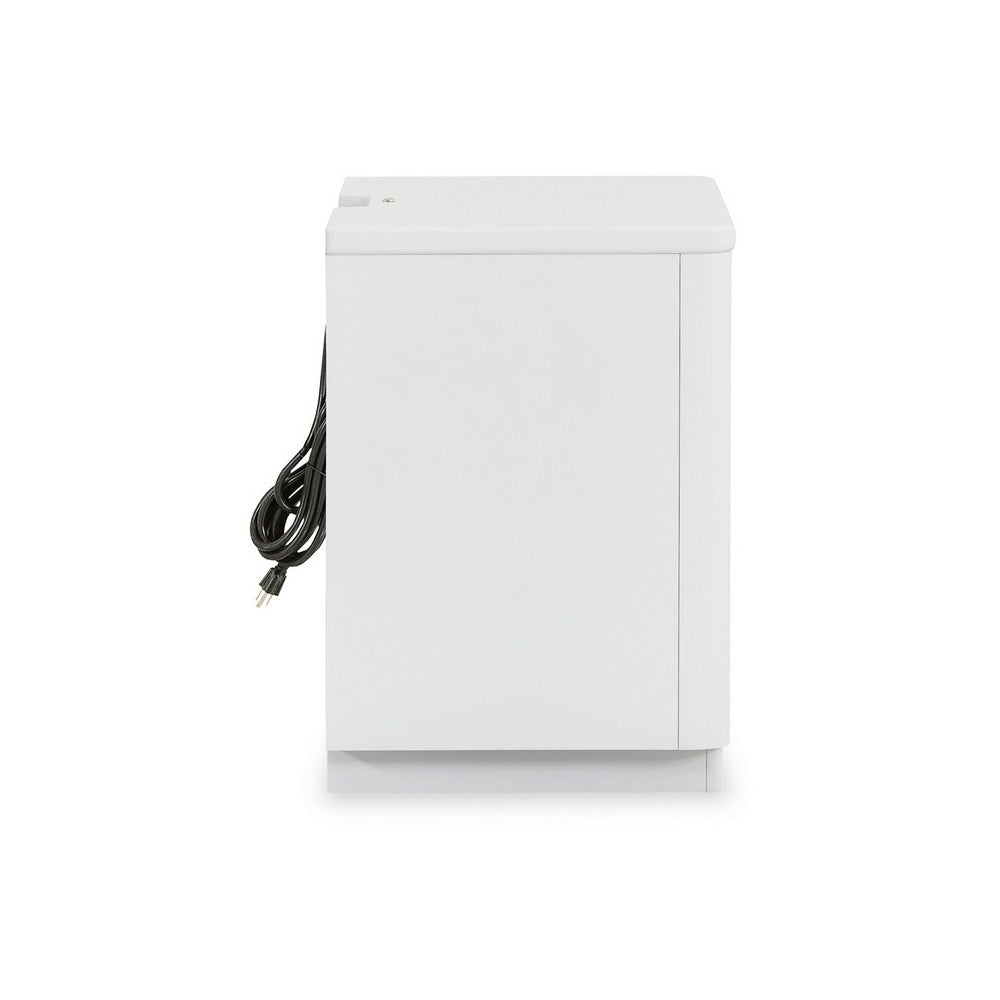 Canaal Nightstand, 2 Drawer, White Solid Wood, 28 Inch, LED Light -BM328284