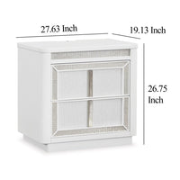 Canaal Nightstand, 2 Drawer, White Solid Wood, 28 Inch, LED Light -BM328284