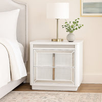 Canaal Nightstand, 2 Drawer, White Solid Wood, 28 Inch, LED Light -BM328284