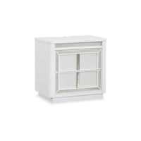 Canaal Nightstand, 2 Drawer, White Solid Wood, 28 Inch, LED Light