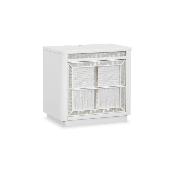 Canaal Nightstand, 2 Drawer, White Solid Wood, 28 Inch, LED Light