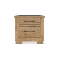 Dani Nightstand with 2 Drawers, 29 Inch, Rustic Brown Solid Hardwood -BM328287