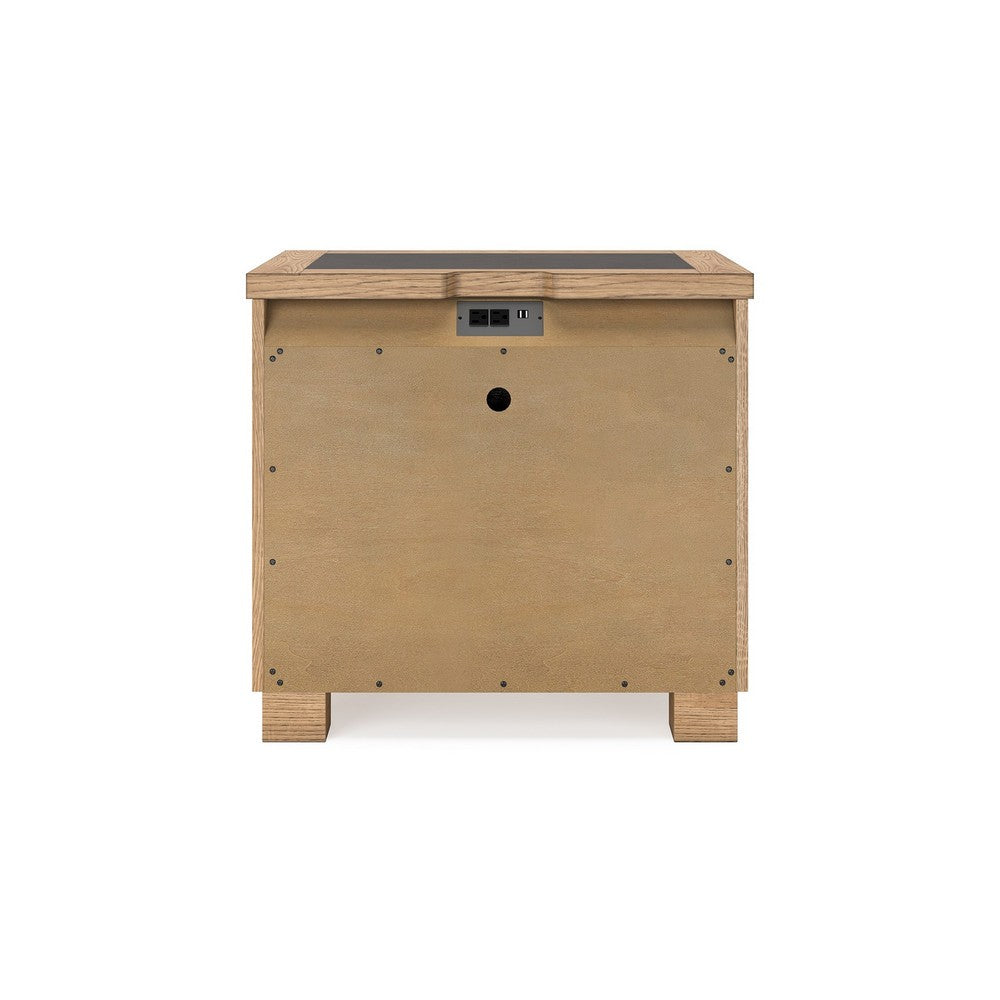 Dani Nightstand with 2 Drawers, 29 Inch, Rustic Brown Solid Hardwood -BM328287