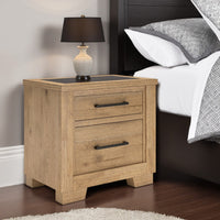 Dani Nightstand with 2 Drawers, 29 Inch, Rustic Brown Solid Hardwood -BM328287