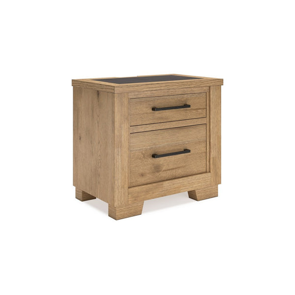 Dani Nightstand with 2 Drawers, 29 Inch, Rustic Brown Solid Hardwood -BM328287