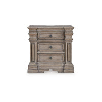 Blaie Nightstand, 3 Drawer, 29 inch, Taupe Brown Solid Hardwood Finish -BM328290