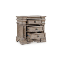 Blaie Nightstand, 3 Drawer, 29 inch, Taupe Brown Solid Hardwood Finish -BM328290
