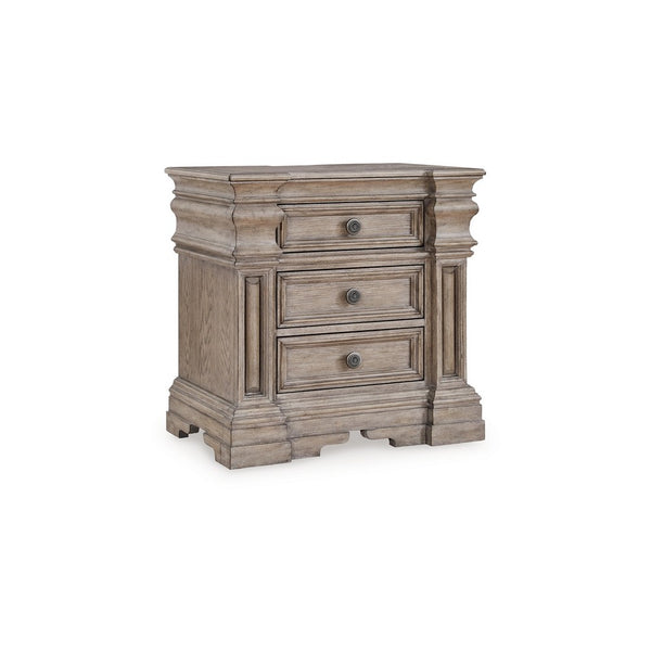 Blaie Nightstand, 3 Drawer, 29 inch, Taupe Brown Solid Hardwood Finish -BM328290