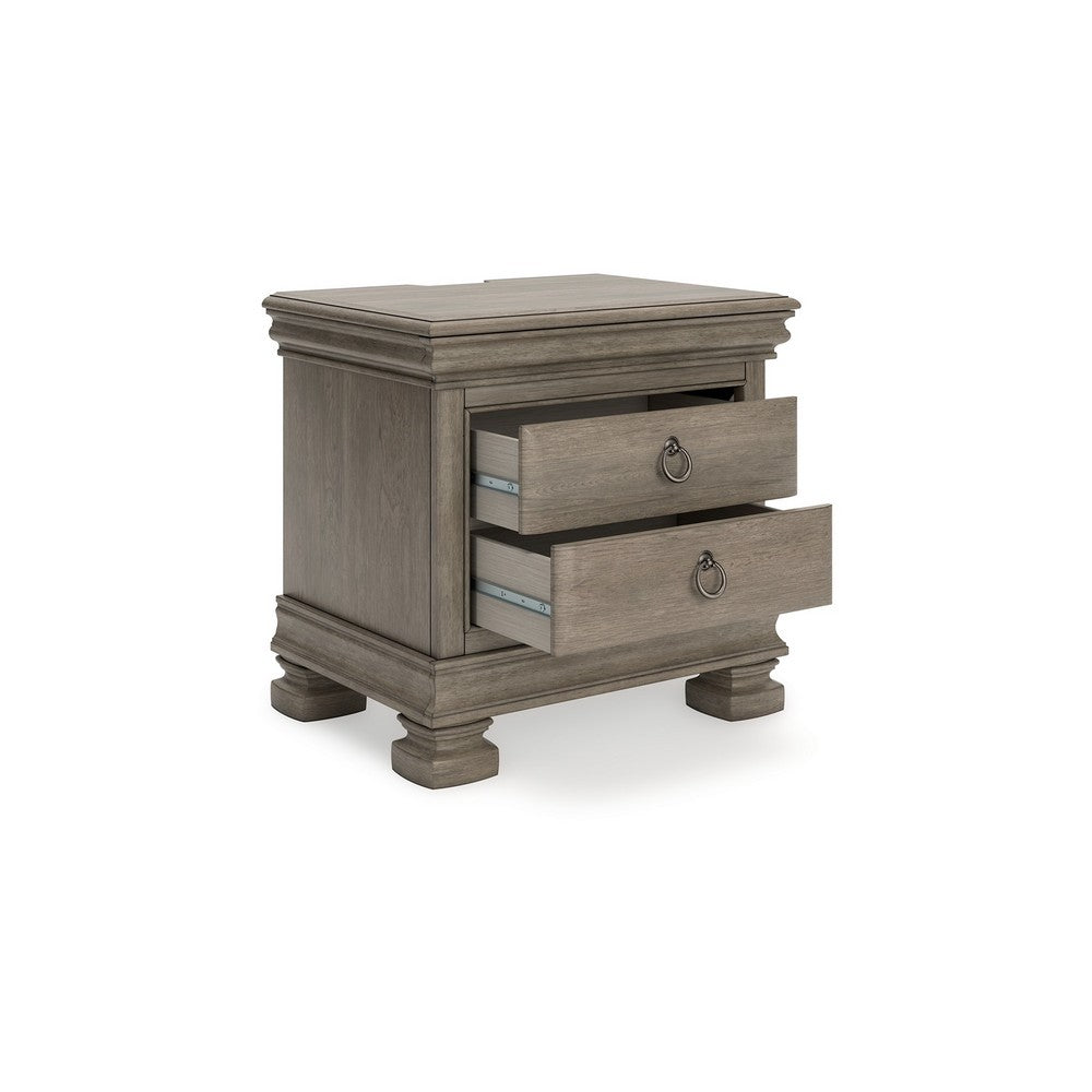 Orny Nightstand, 3 Drawer, 28 Inch, Light Gray Solid Hardwood Finish -BM328293