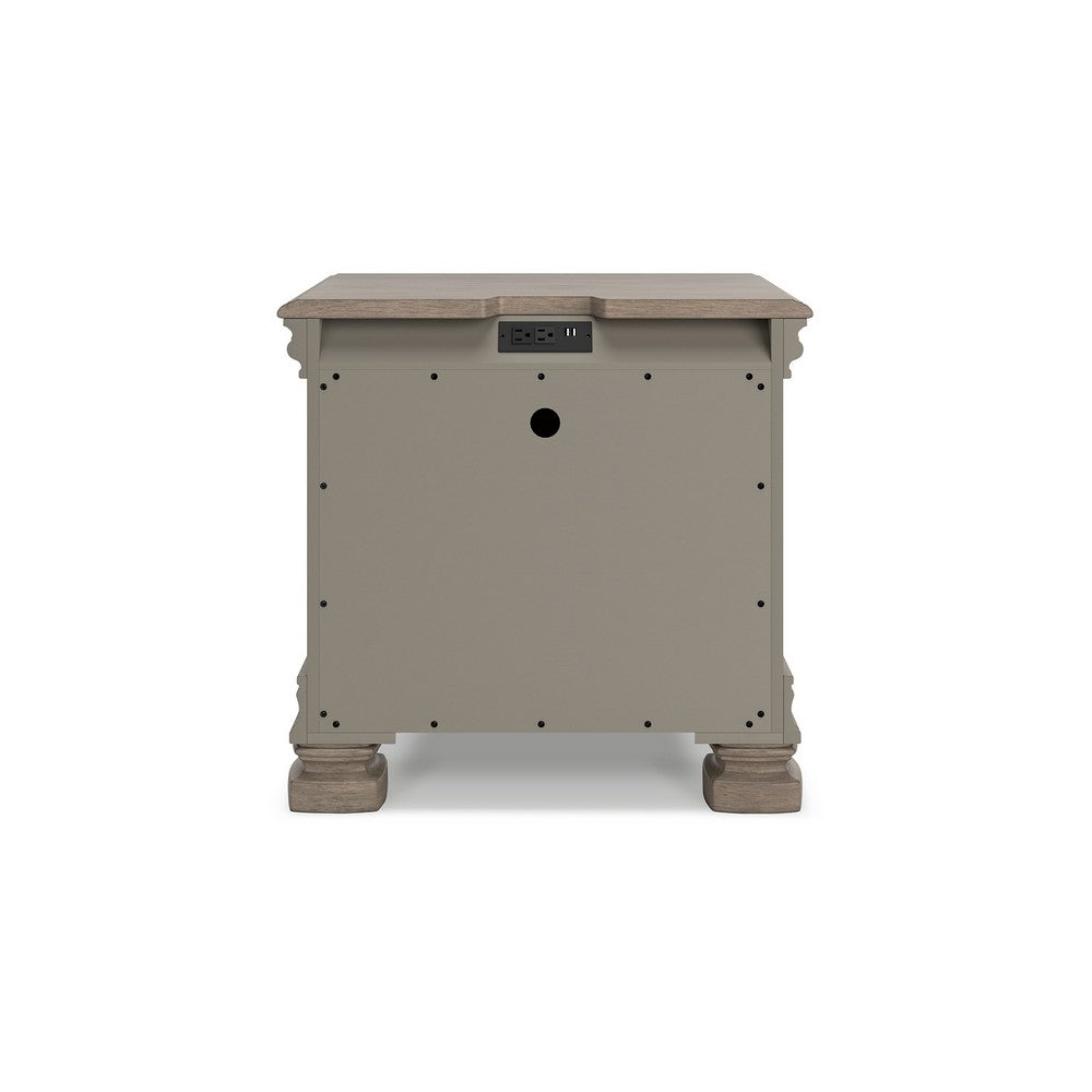 Orny Nightstand, 3 Drawer, 28 Inch, Light Gray Solid Hardwood Finish -BM328293