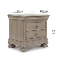 Orny Nightstand, 3 Drawer, 28 Inch, Light Gray Solid Hardwood Finish -BM328293