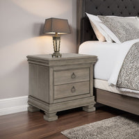 Orny Nightstand, 3 Drawer, 28 Inch, Light Gray Solid Hardwood Finish -BM328293