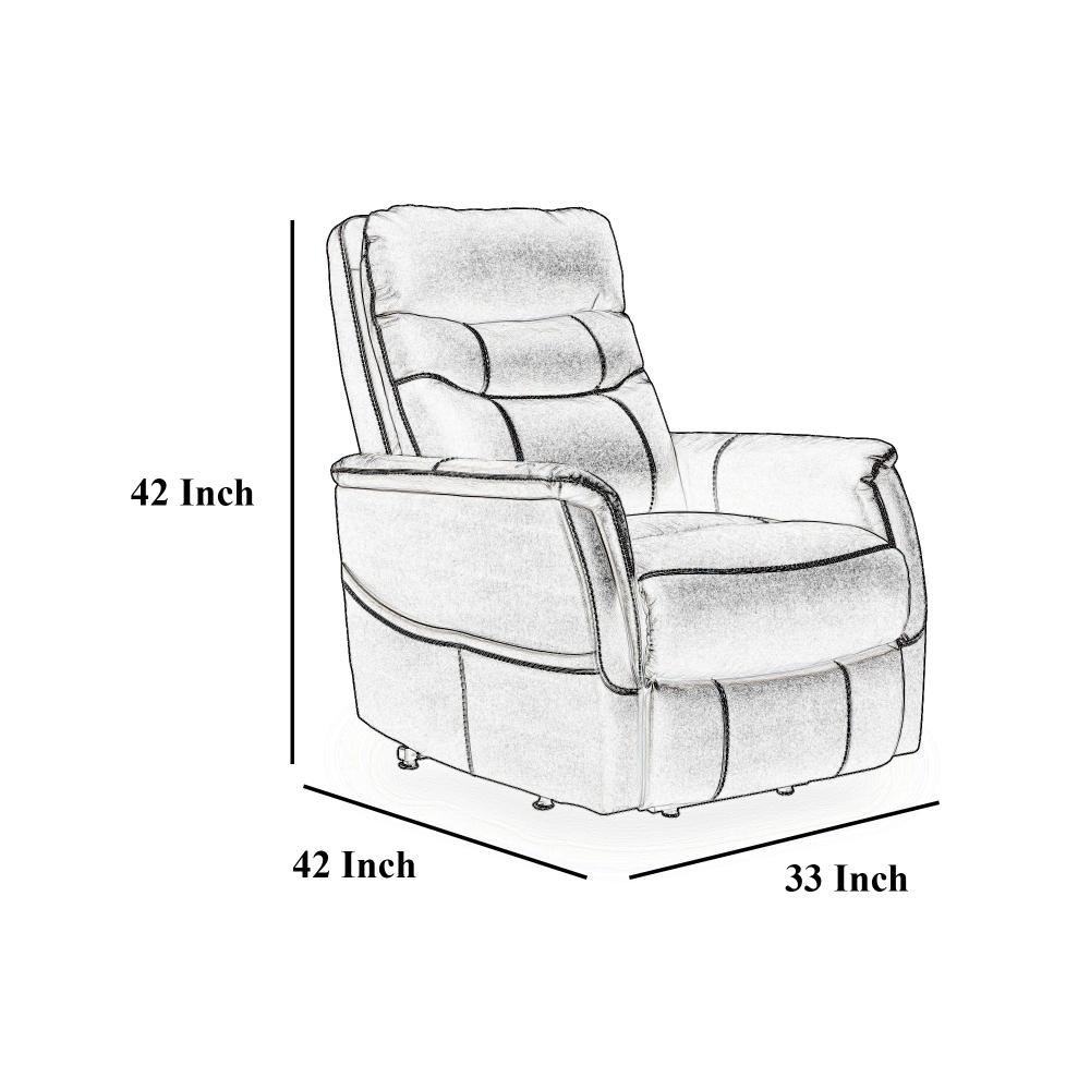 Barrett Power Lift Recliner Chair, Dark Gray Faux Leather, Pillow Back -BM328343