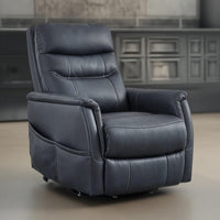 Barrett Power Lift Recliner Chair, Navy Blue Faux Leather, Pillow Back -BM328344