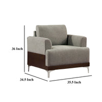 Vely Accent Chair, Gray Chenille Fabric, Walnut Brown Wood Veneer -BM328354